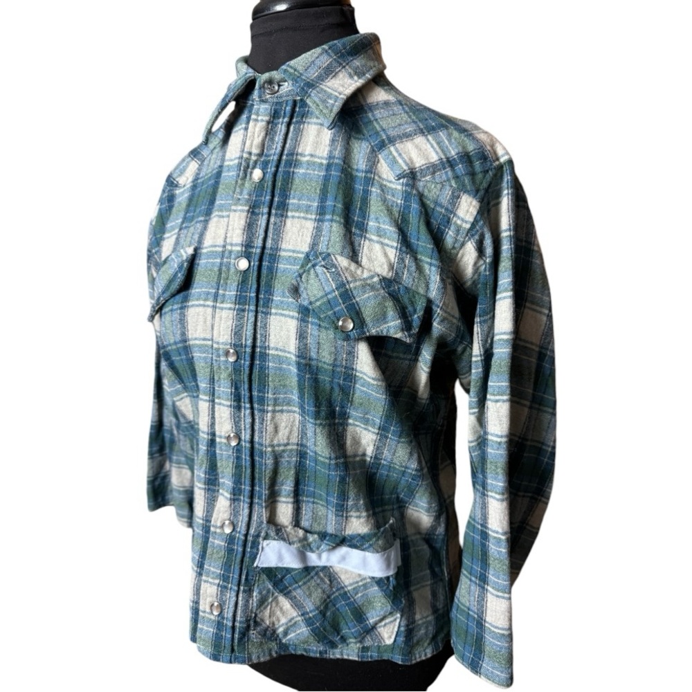 Vtg Pendleton Wool Cropped Western Flannel - image 7